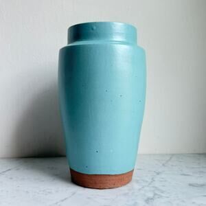 West Elm Turquoise Ceramic Vase Contemporary Modern Minimalist Farmhouse Decor